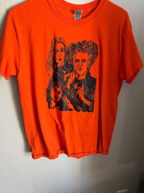 Orange Graphic Tee with Black Sanderson Sisters Portraits